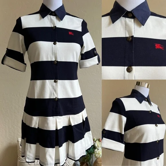 Burberry Sports Tennis Knit Striped Box Pleated Skirt Short Dress US6 - Picture 1 of 17